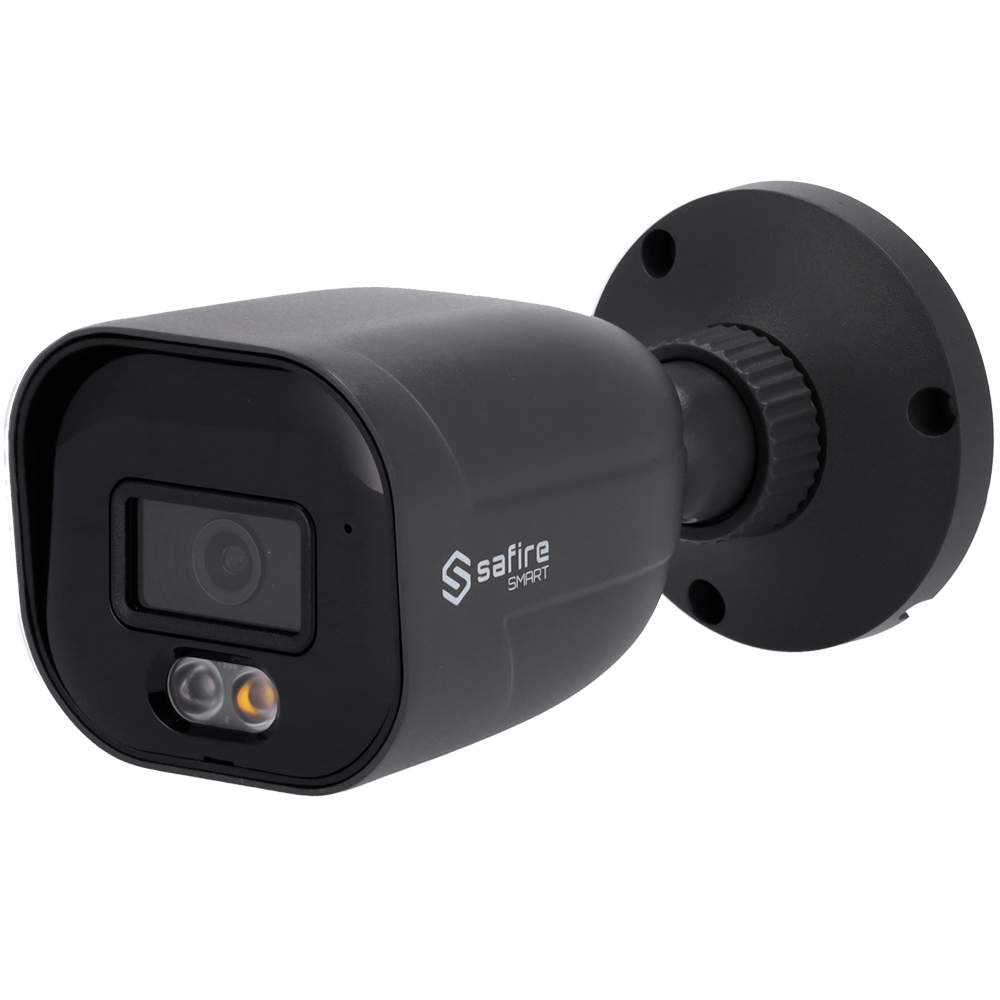 Telecamera IP Bullet 4MP 2.8mm Safire Smart con Audio, IR e Luce Bianca PoE AI Intermedia (IPB080A-4E1-DL)