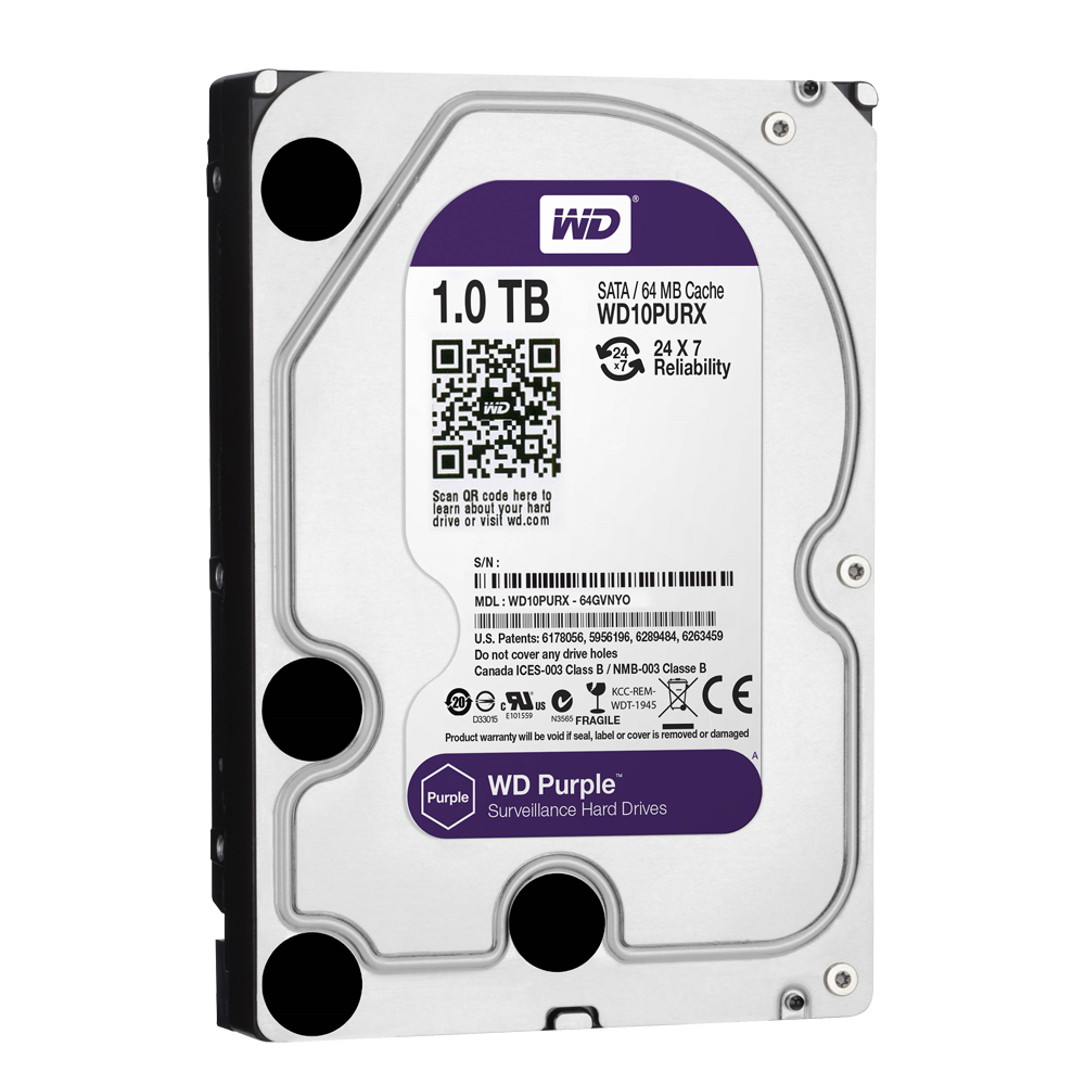 Hard Disk WD Purple 1/8TB SATA per Videosorveglianza 24/7