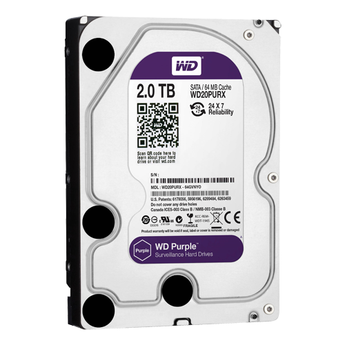 Hard Disk WD Purple 1/8TB SATA per Videosorveglianza 24/7