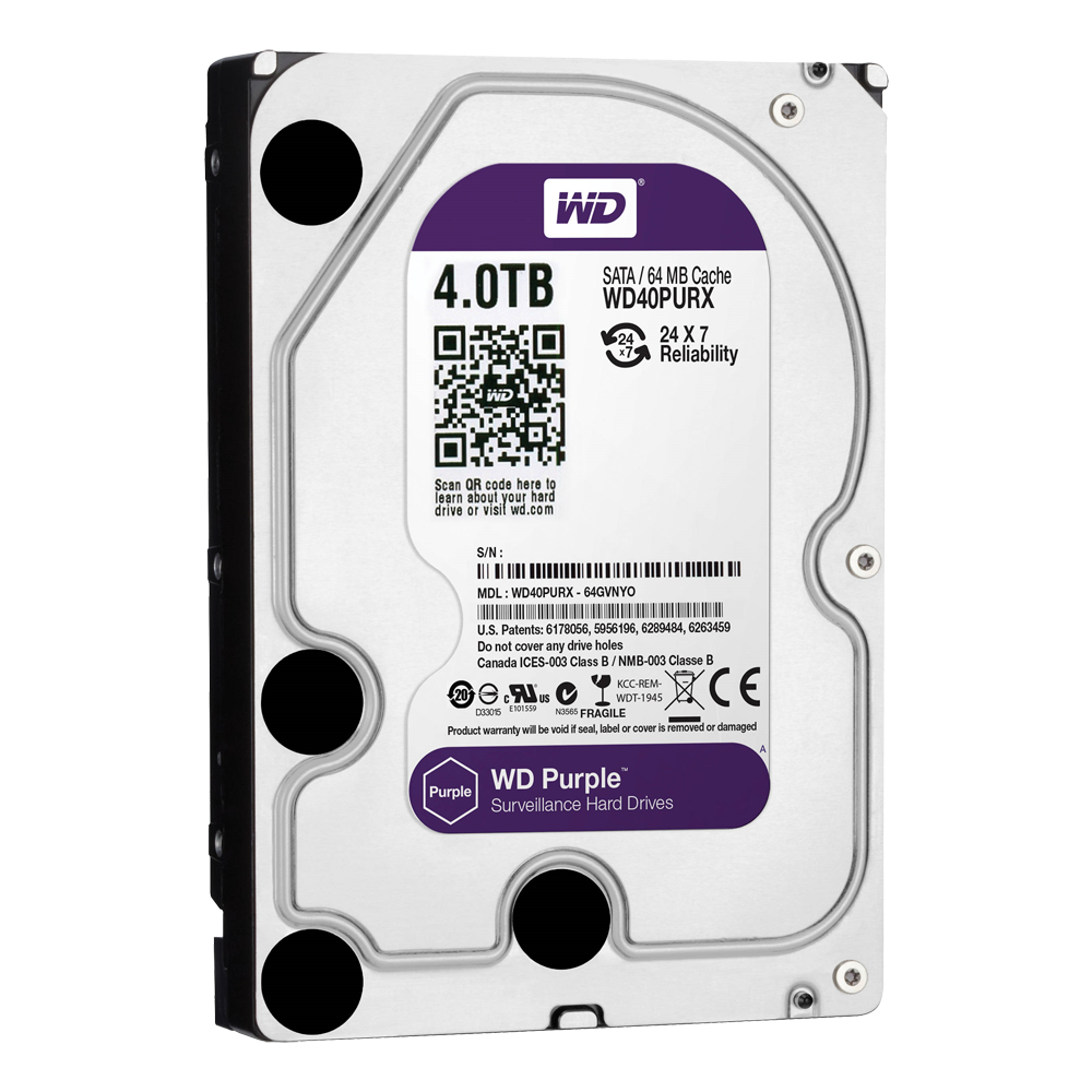 Hard Disk WD Purple 1/8TB SATA per Videosorveglianza 24/7
