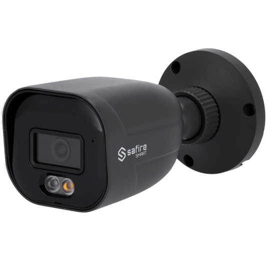 Telecamera IP Bullet 4MP 2.8mm Safire Smart con Audio, IR e Luce Bianca PoE AI Intermedia (IPB080A-4E1-DL)