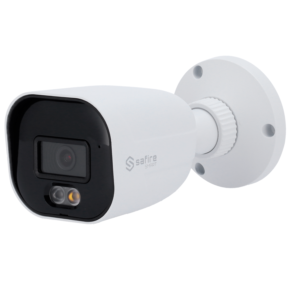 Telecamera IP Bullet 4MP 2.8mm Safire Smart con Audio, IR e Luce Bianca PoE AI Intermedia (IPB080A-4E1-DL)