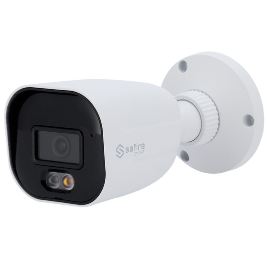 Telecamera IP Bullet 4MP 2.8mm Safire Smart con Audio, IR e Luce Bianca PoE AI Intermedia (IPB080A-4E1-DL)