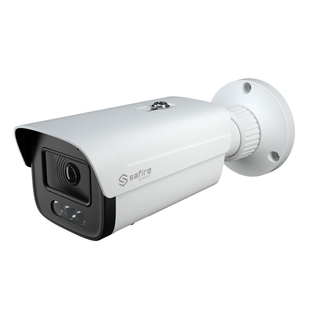 Telecamera IP Bullet 4MP 3.6mm Safire Smart con Audio, IR e Luce Bianca PoE AI Intermedia (IPB380A-4E1-DL-0360)