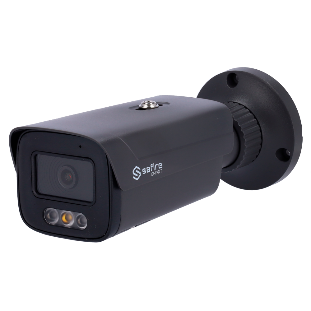 Telecamera IP Bullet 4MP 2.8mm Safire Smart con Audio, IR e Luce Bianca PoE AI Intermedia (IPB380A-4E1-DL)