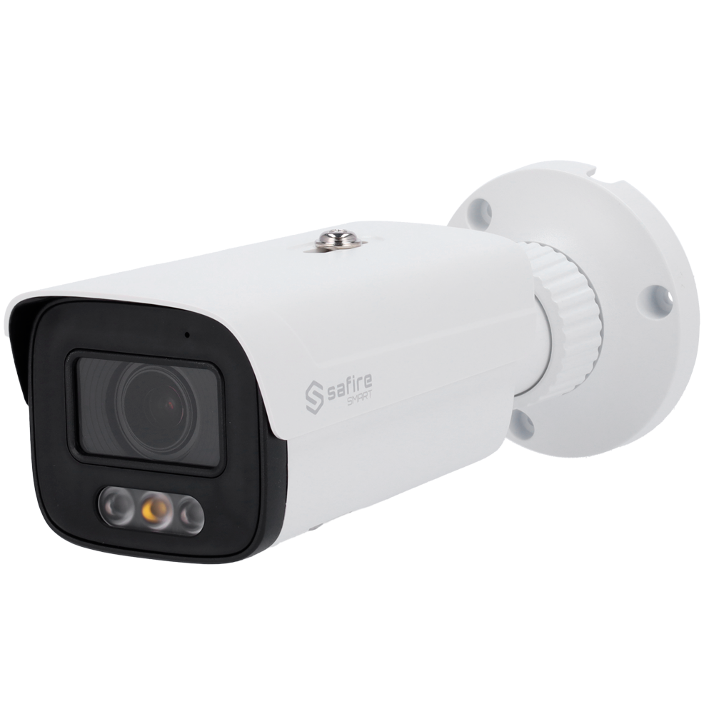 Telecamera IP Bullet 4MP 2.8-12mm Safire Smart con Audio, IR e Luce Bianca PoE AI Intermedia (IPB580ZA-4E1)