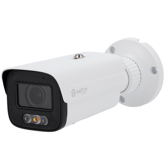 Telecamera IP Bullet 4MP 2.8-12mm Safire Smart con Audio, IR e Luce Bianca PoE AI Intermedia (IPB580ZA-4E1)