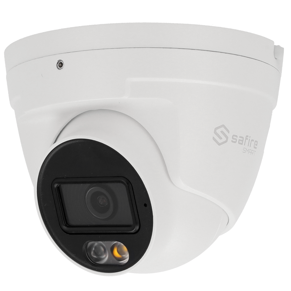 Telecamera IP Turret 6MP 2.8mm Safire Smart con Audio, IR e Luce Bianca PoE AI Base (IPT020A-6B1-DL)