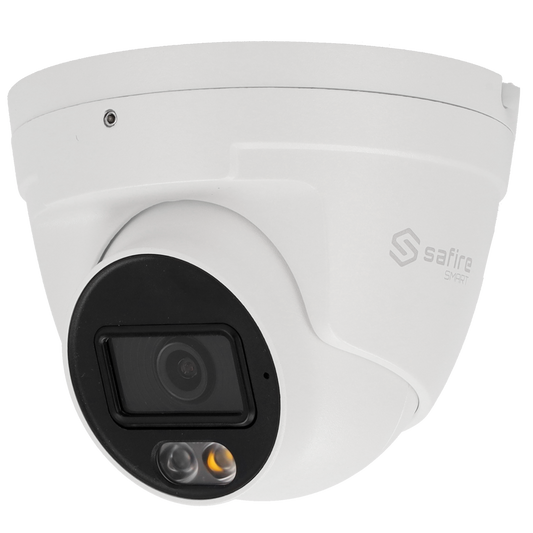 Telecamera IP Turret 6MP 2.8mm Safire Smart con Audio, IR e Luce Bianca PoE AI Base (IPT020A-6B1-DL)