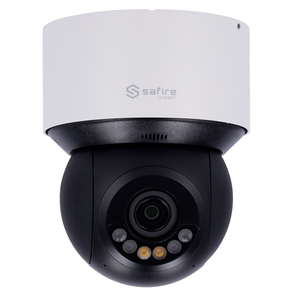 Telecamera IP PTZ 4MP 2.8-12mm Safire Smart con Audio, IR e Luce Bianca PoE AI Base (IPSD3004TA-4SB1-DL)