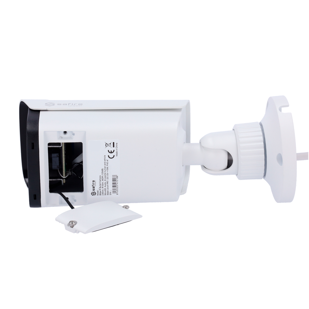 Telecamera IP Bullet 4MP 3.6mm Safire Smart con Audio, IR e Luce Bianca PoE AI Intermedia (IPB380A-4E1-DL-0360)